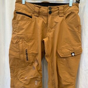 TRUWERK Work Pants Tan Cargo Pockets Reinforced Knee Womens Size 2 Short